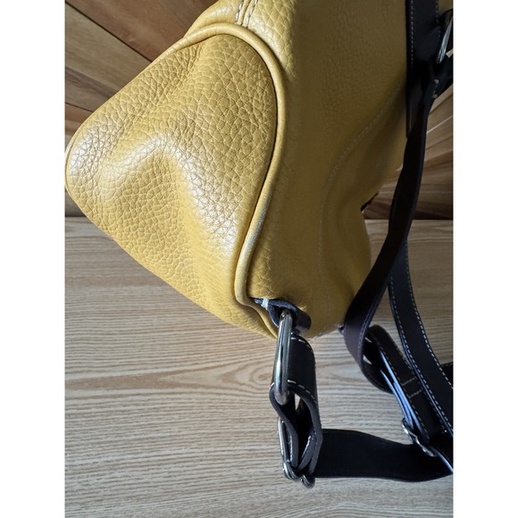 Dooney‎ & Bourke Yellow Mustard Backpack With Brown Leather Handle and Straps